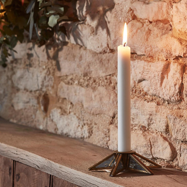 Fairmont Park Antique Brass Mercury Glass Star Candle Holder H3.5Cm